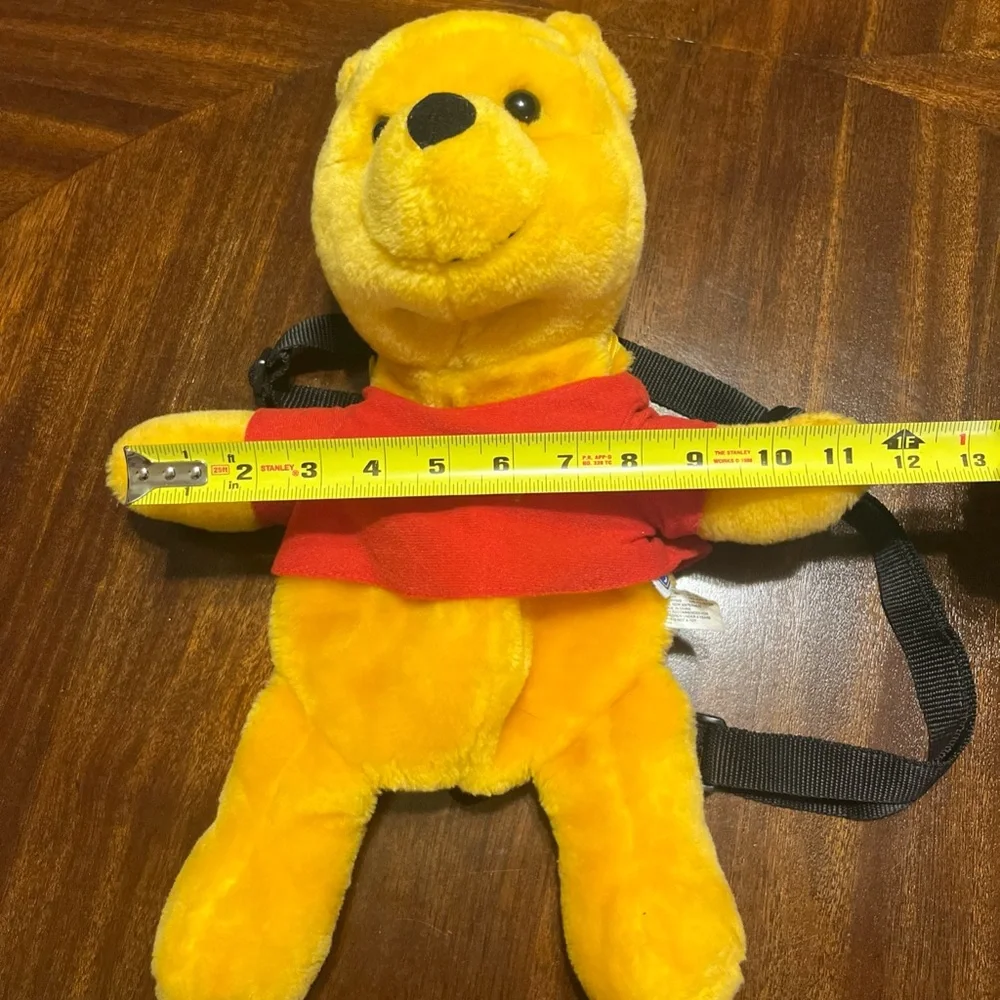 Disney Winnie The Pooh Bear Plush Backpack Adjustable Straps Zipper Pouch